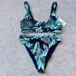 NWT Beach Jot tropical ribbed two piece bikini size large